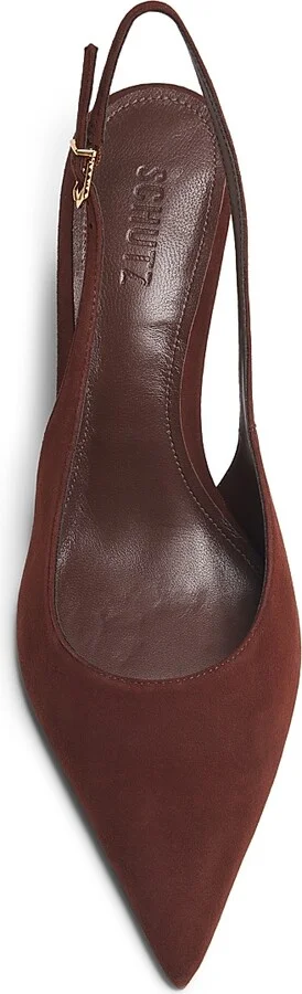 Women's Alicia Sling 90MM Suede Slingback Pumps - Root Brown - Size 6.5 - Image 4