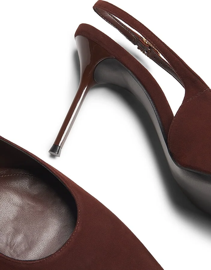 Women's Alicia Sling 90MM Suede Slingback Pumps - Root Brown - Size 6.5 - Image 5