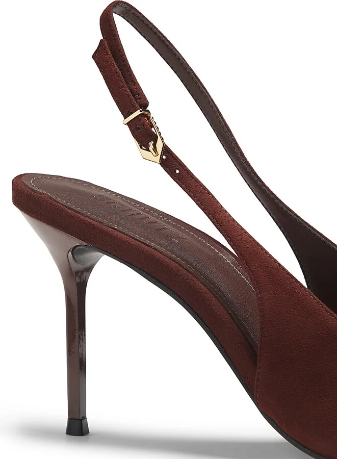 Women's Alicia Sling 90MM Suede Slingback Pumps - Root Brown - Size 6.5 - Image 6