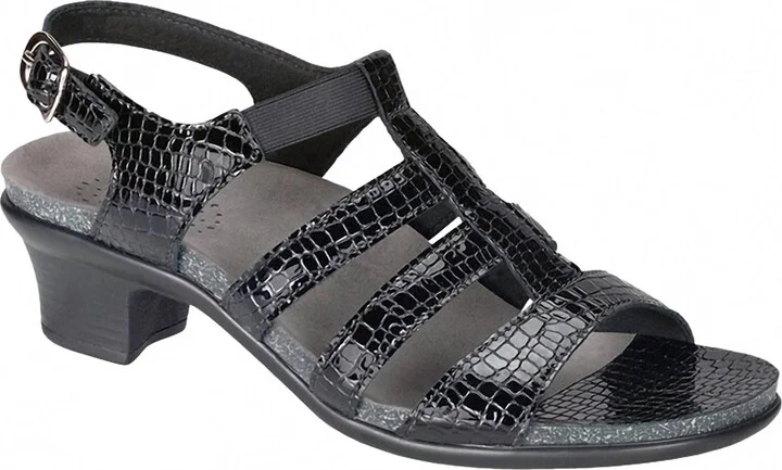 Women's Allegro Heel Strap Sandal In Black Croc