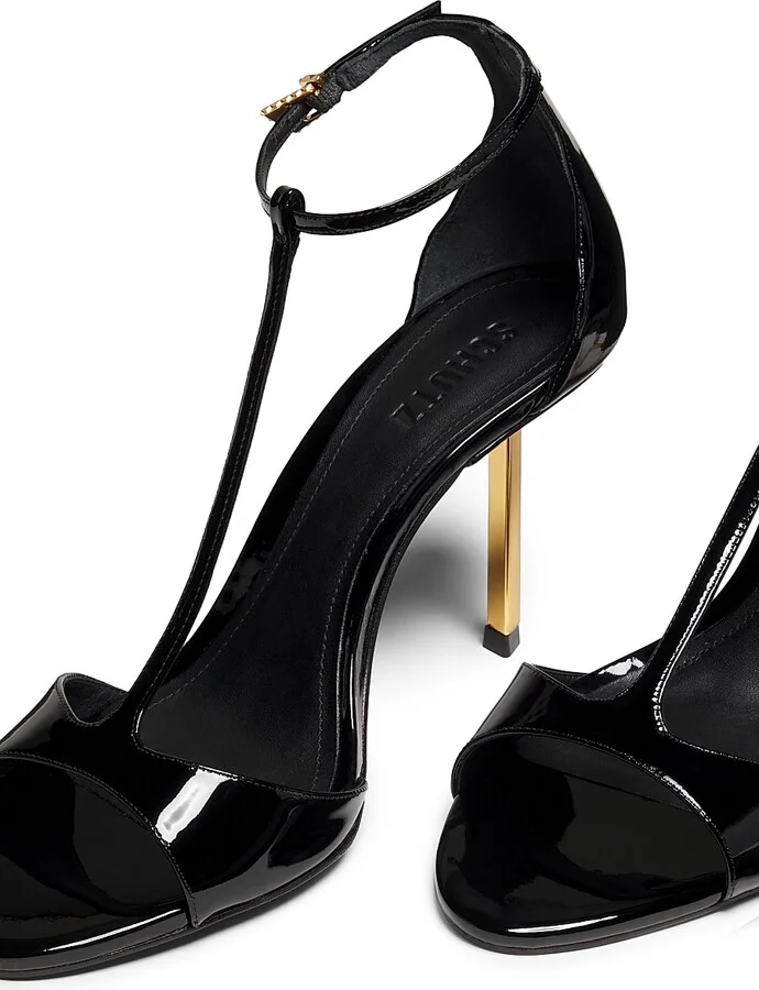 Women's Allure T 90MM Patent Leather T-Strap Sandals - Black - Size 6.5 - Image 2