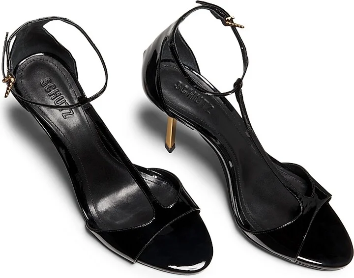Women's Allure T 90MM Patent Leather T-Strap Sandals - Black - Size 6.5 - Image 4