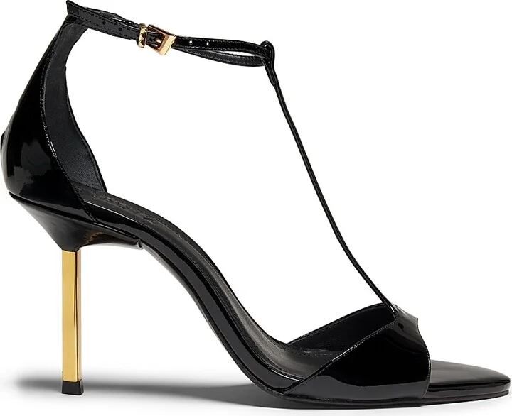 Women's Allure T 90MM Patent Leather T-Strap Sandals - Black - Size 6.5
