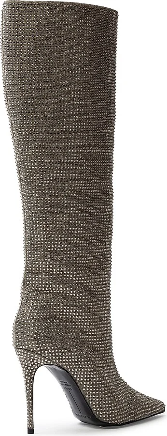 Women's Ally 100MM Denim Embellished Boots - Taupe Denim Embellished - Size 5.5 - Image 4