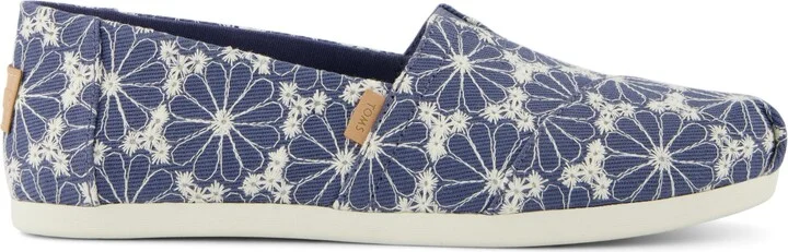 Womens Alpargata Classic Dark Sky Embroidered Daisy Denim