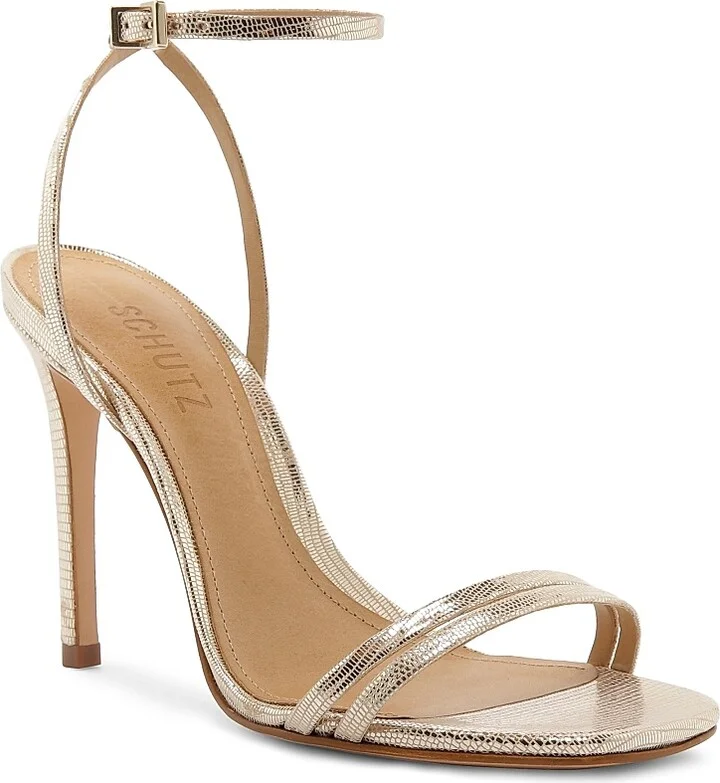 Women's Altina Metallic Embossed Leather Sandals - Gold - Size 5 - Image 2