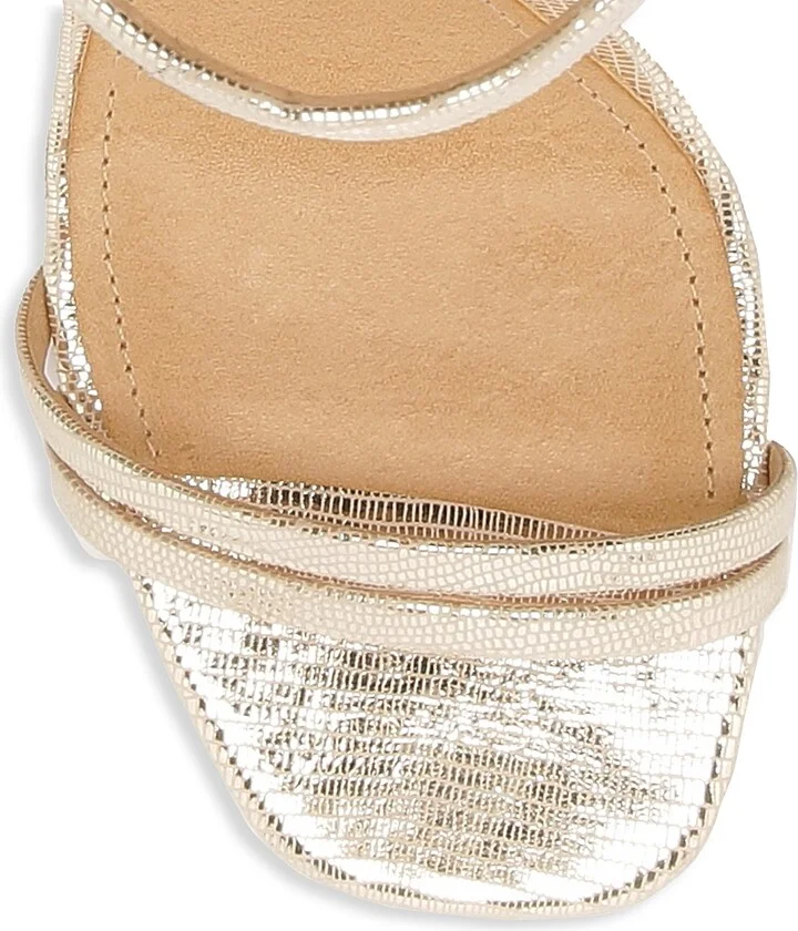 Women's Altina Metallic Embossed Leather Sandals - Gold - Size 5 - Image 4