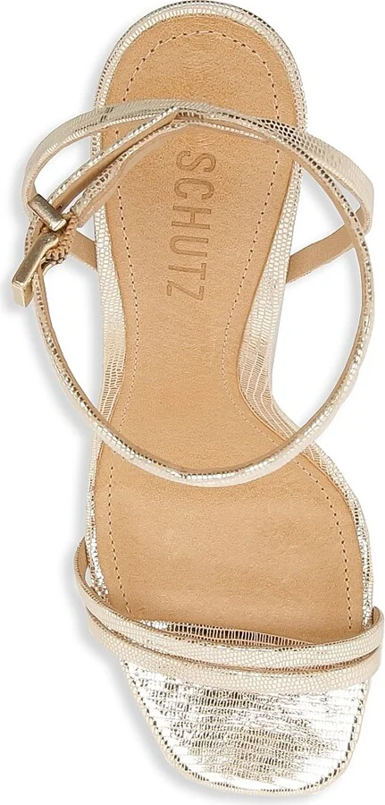 Women's Altina Metallic Embossed Leather Sandals - Gold - Size 5 - Image 5