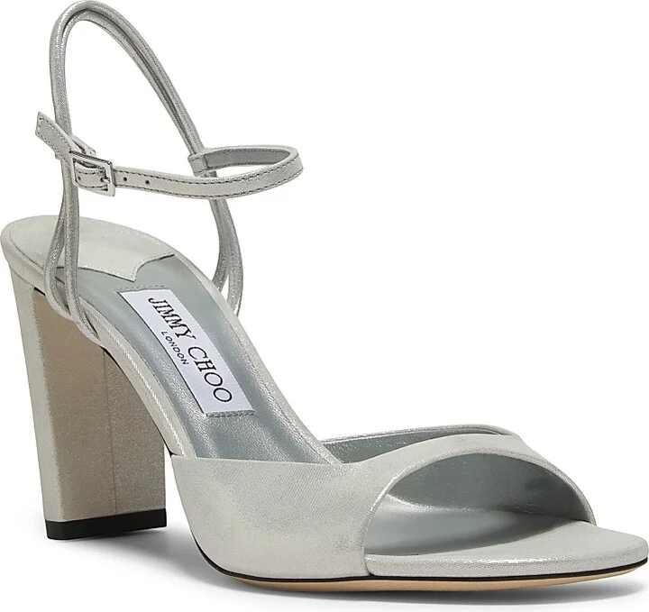 Women's Alys 85MM Shimmer Suede Sandals - Silver - Size 5.5 - Image 2