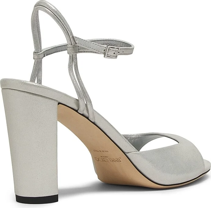 Women's Alys 85MM Shimmer Suede Sandals - Silver - Size 5.5 - Image 3