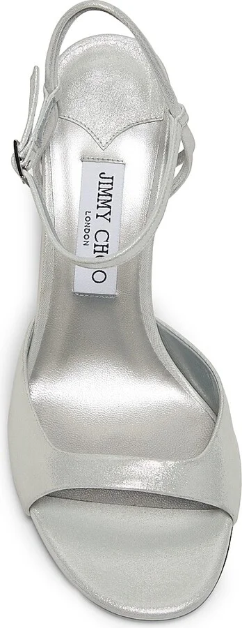 Women's Alys 85MM Shimmer Suede Sandals - Silver - Size 5.5 - Image 4