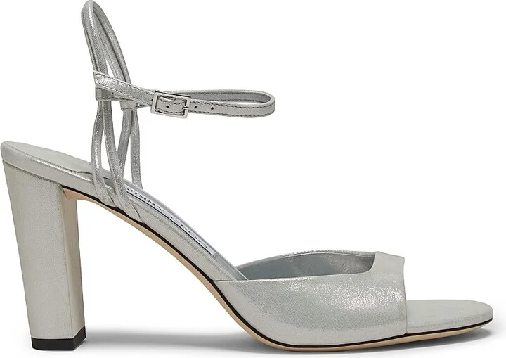 Women's Alys 85MM Shimmer Suede Sandals - Silver - Size 5.5