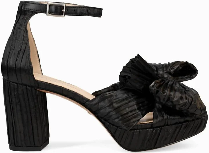 Women's Amalie Platform In Black Pleated Fabric