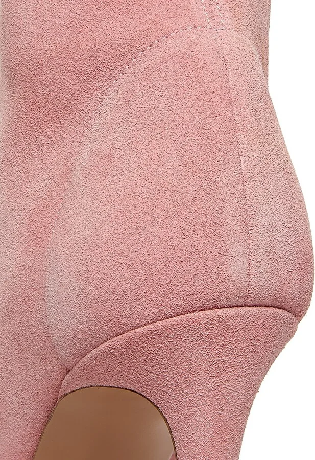 Women's Amanda 105MM Suede Peep-Toe Booties - Pink - Size 5 - Image 5