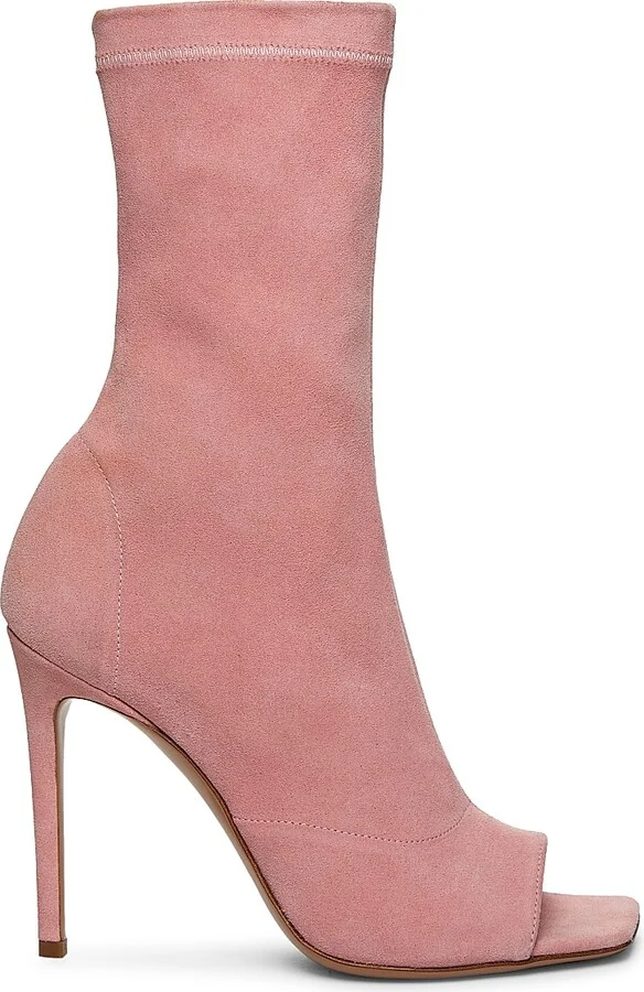Women's Amanda 105MM Suede Peep-Toe Booties - Pink - Size 5