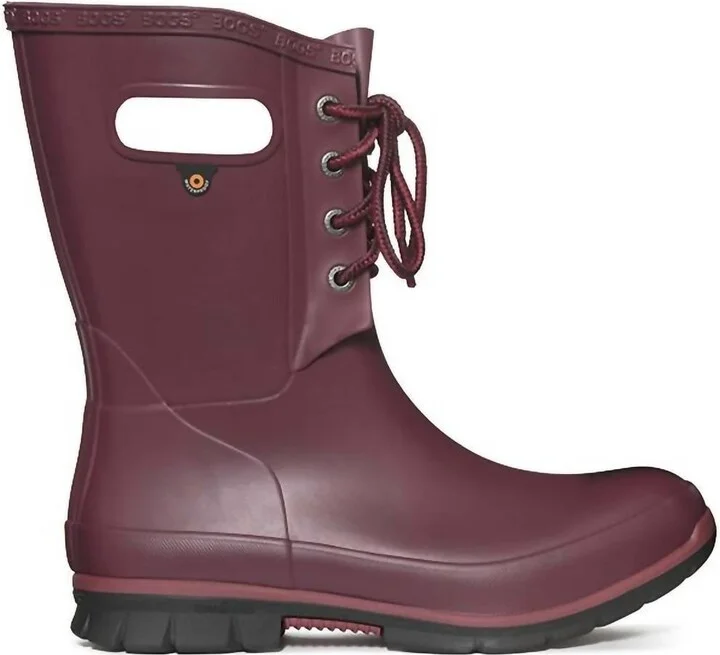 Women's Amanda Lace-Up Rain Boots In Burgundy