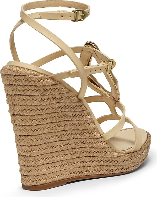 Women's Amarilis Leather & Raffia Wedge Sandals - Natural - Size 9 - Image 3