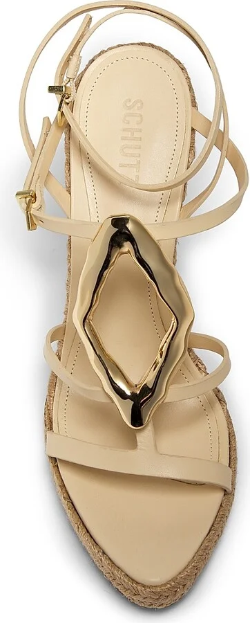 Women's Amarilis Leather & Raffia Wedge Sandals - Natural - Size 9 - Image 4