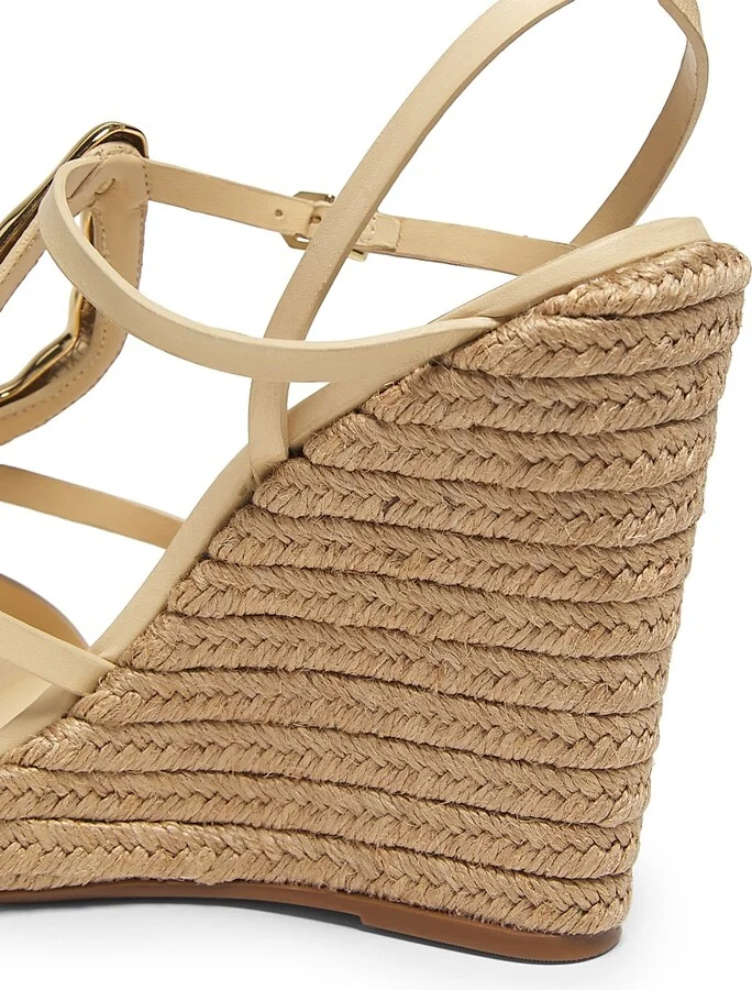 Women's Amarilis Leather & Raffia Wedge Sandals - Natural - Size 9 - Image 6