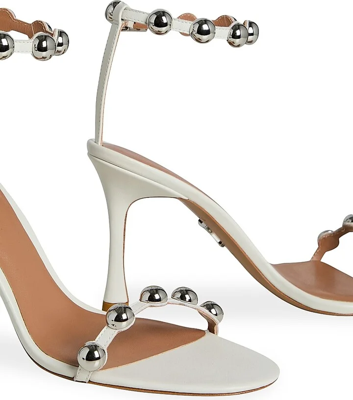 Women's Amata Embellished Heels - White Silver - Size 7.5 - Image 4