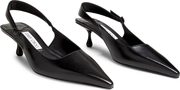 Women's Amel 50MM Leather Slingback Pumps - Black - Size 5 - Image 2