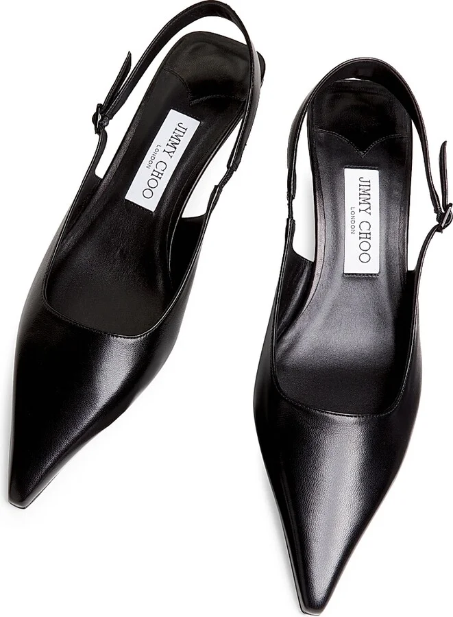 Women's Amel 50MM Leather Slingback Pumps - Black - Size 5 - Image 4