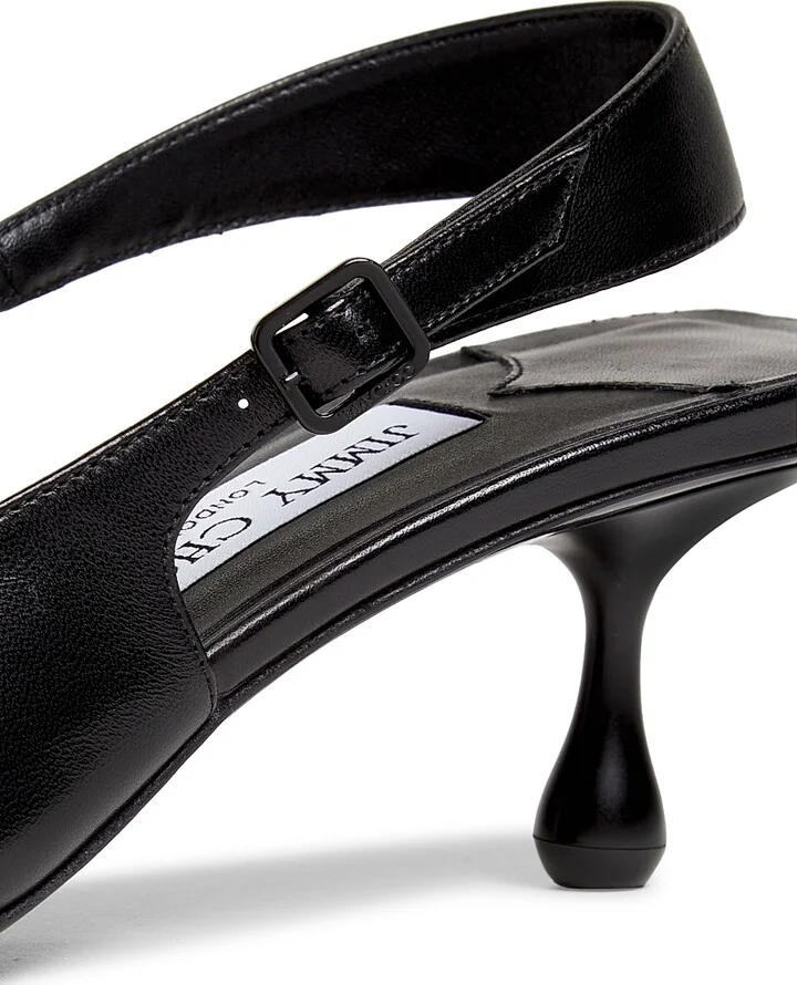 Women's Amel 50MM Leather Slingback Pumps - Black - Size 5 - Image 5