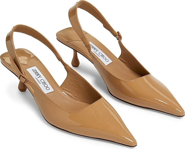 Women's Amel 50MM Patent Leather Slingback Pumps - Biscuit - Size 6 - Image 2
