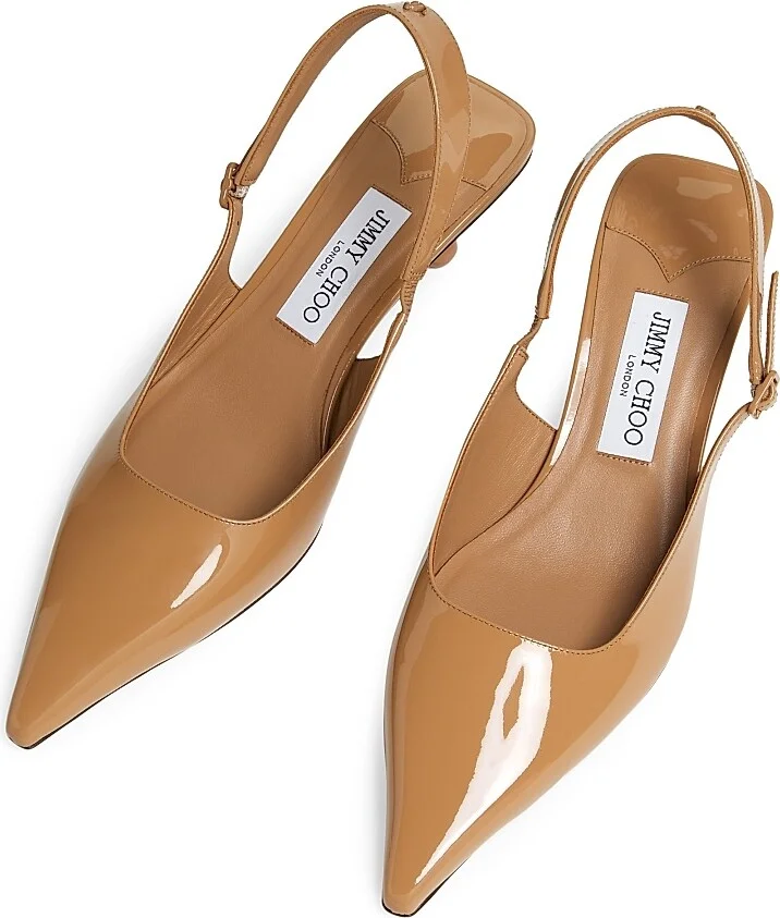 Women's Amel 50MM Patent Leather Slingback Pumps - Biscuit - Size 6 - Image 4