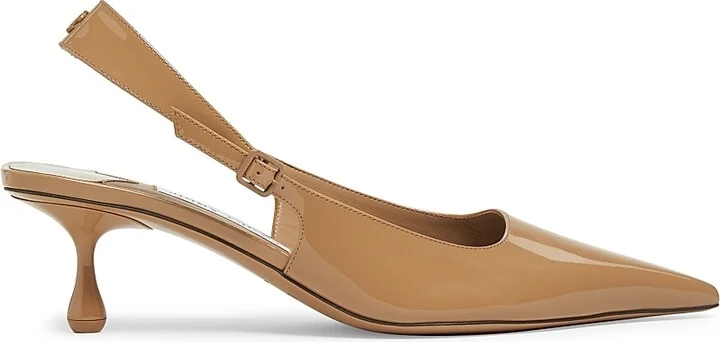 Women's Amel 50MM Patent Leather Slingback Pumps - Biscuit - Size 6