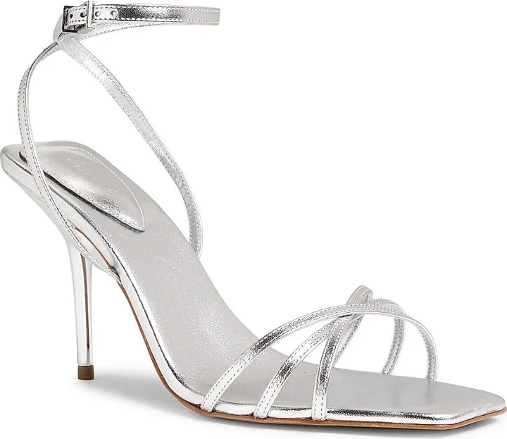 Women's Amelia 100MM Metallic Leather Sandals - Prata - Size 5 - Image 2