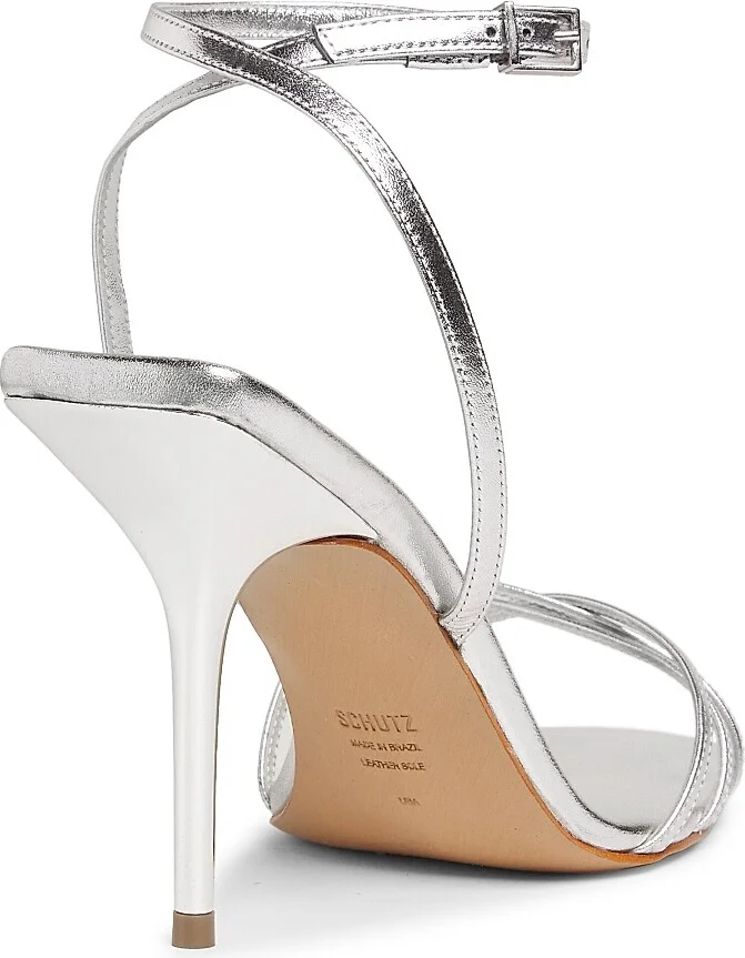 Women's Amelia 100MM Metallic Leather Sandals - Prata - Size 5 - Image 3