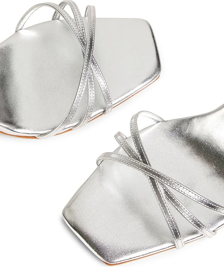 Women's Amelia 100MM Metallic Leather Sandals - Prata - Size 5 - Image 4