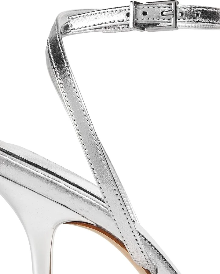 Women's Amelia 100MM Metallic Leather Sandals - Prata - Size 5 - Image 5