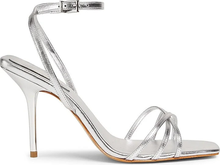 Women's Amelia 100MM Metallic Leather Sandals - Prata - Size 5