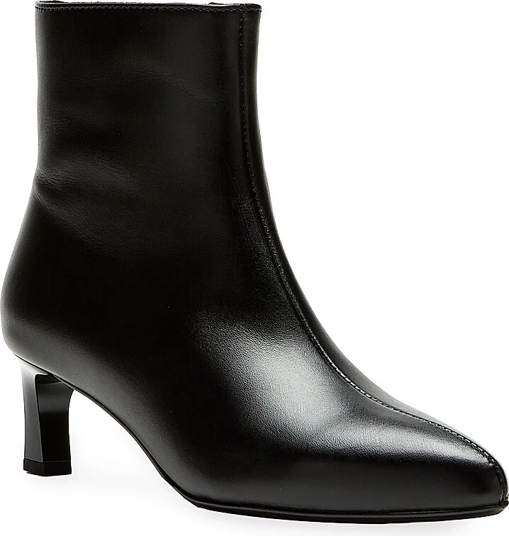 Women's Amely 50MM Leather Kitten-Heel Booties - Black - Size 5 - Image 2