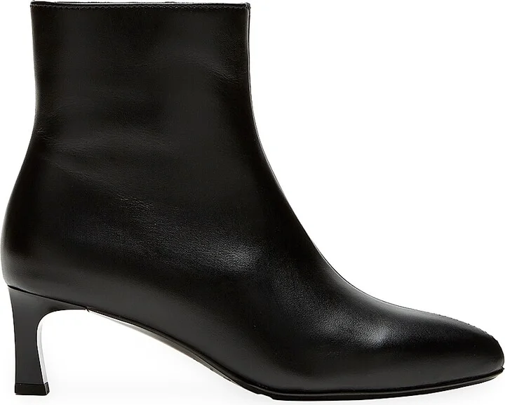 Women's Amely 50MM Leather Kitten-Heel Booties - Black - Size 5