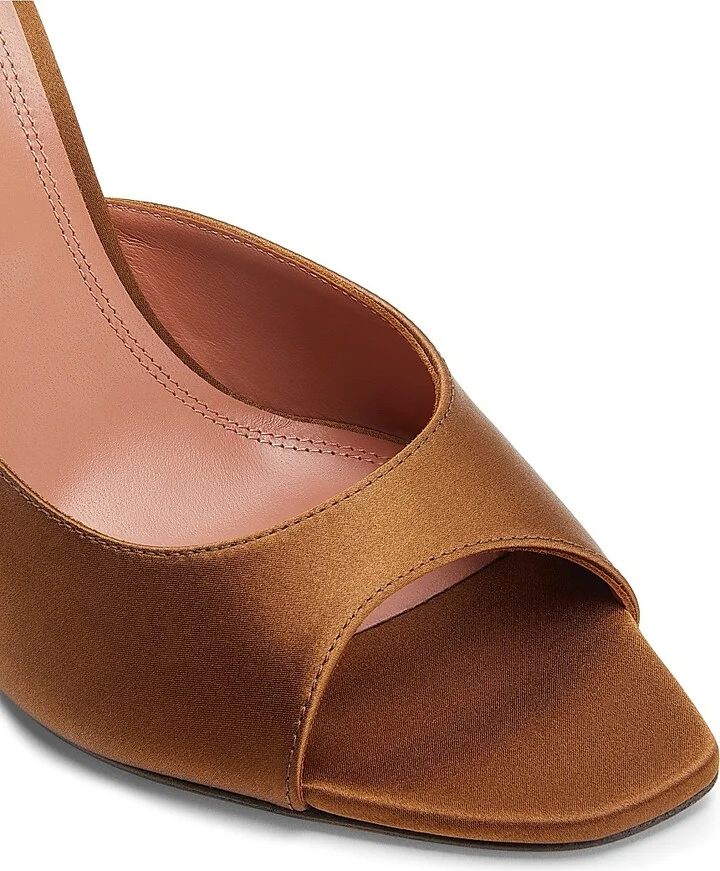 Women's Amina Muaddi Leather Sandals - Satin Mocha - Size 5 - Image 5