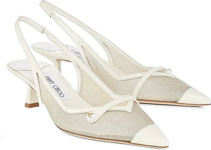Women's Amita 45MM Metallic Mesh & Patent Leather Slingback Pumps - Latte Champagne - Size 6 - Image 2