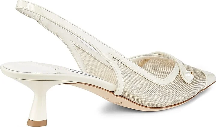 Women's Amita 45MM Metallic Mesh & Patent Leather Slingback Pumps - Latte Champagne - Size 6 - Image 3