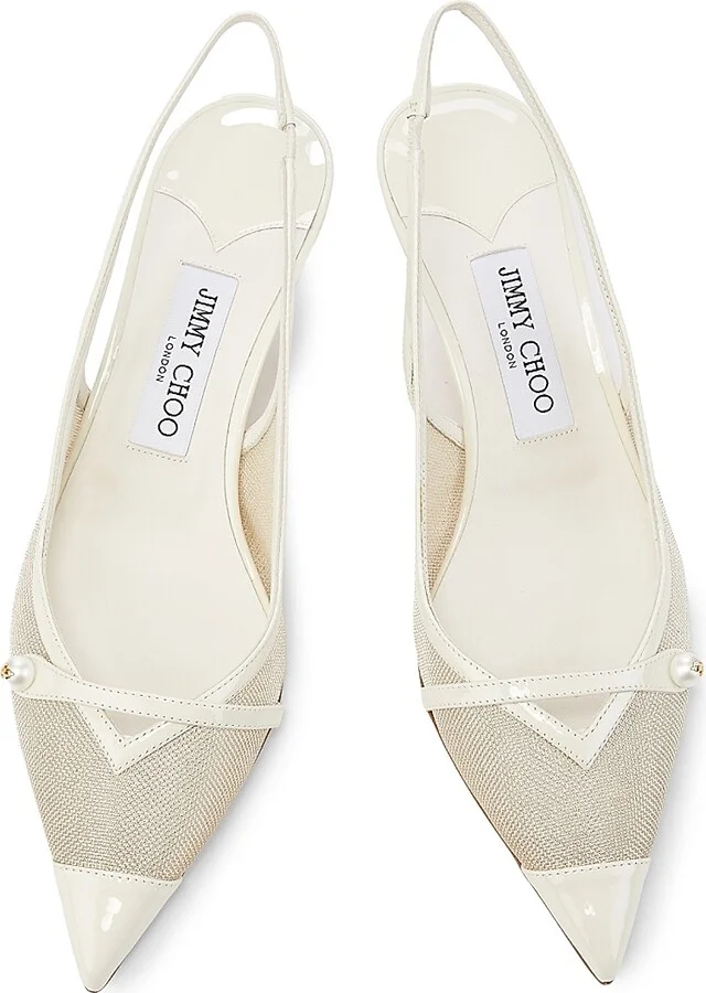 Women's Amita 45MM Metallic Mesh & Patent Leather Slingback Pumps - Latte Champagne - Size 6 - Image 4