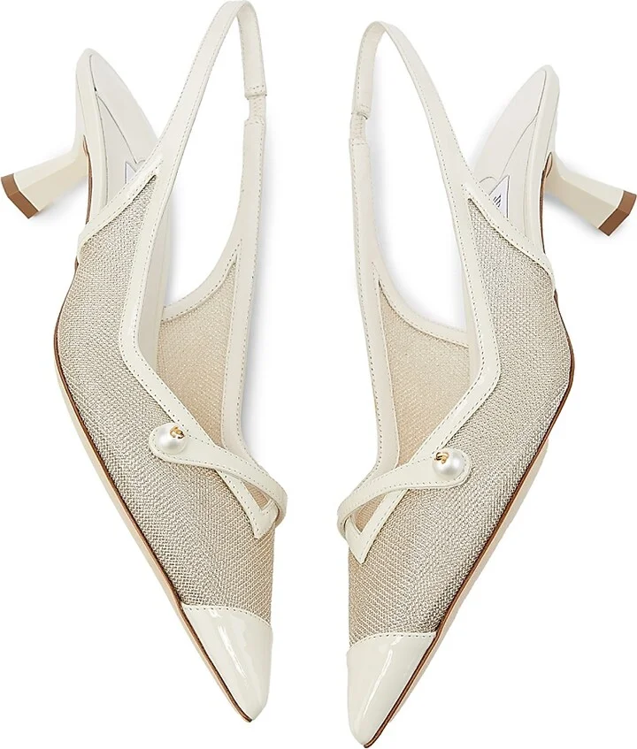 Women's Amita 45MM Metallic Mesh & Patent Leather Slingback Pumps - Latte Champagne - Size 6 - Image 6