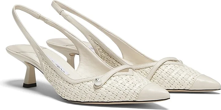 Women's Amita 45MM Raffia & Leather Slingback Pumps - Latte - Size 5 - Image 2