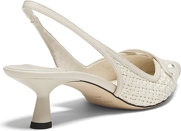 Women's Amita 45MM Raffia & Leather Slingback Pumps - Latte - Size 5 - Image 3
