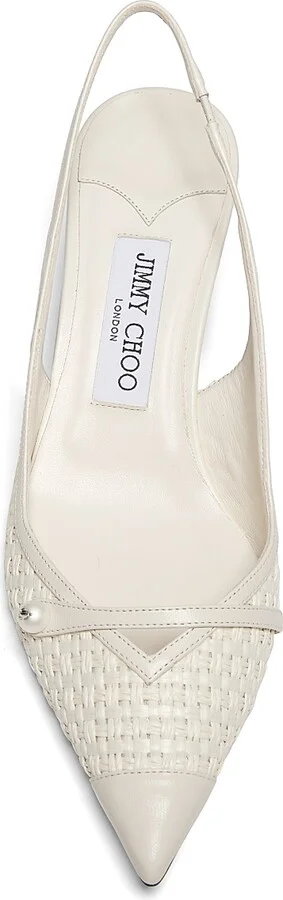 Women's Amita 45MM Raffia & Leather Slingback Pumps - Latte - Size 5 - Image 4