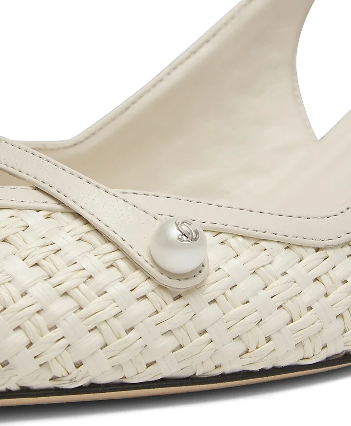 Women's Amita 45MM Raffia & Leather Slingback Pumps - Latte - Size 5 - Image 5