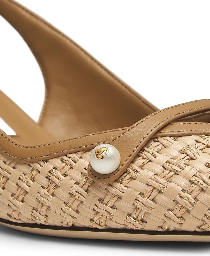 Women's Amita 45MM Raffia & Leather Slingback Pumps - Latte - Size 5 - Image 10