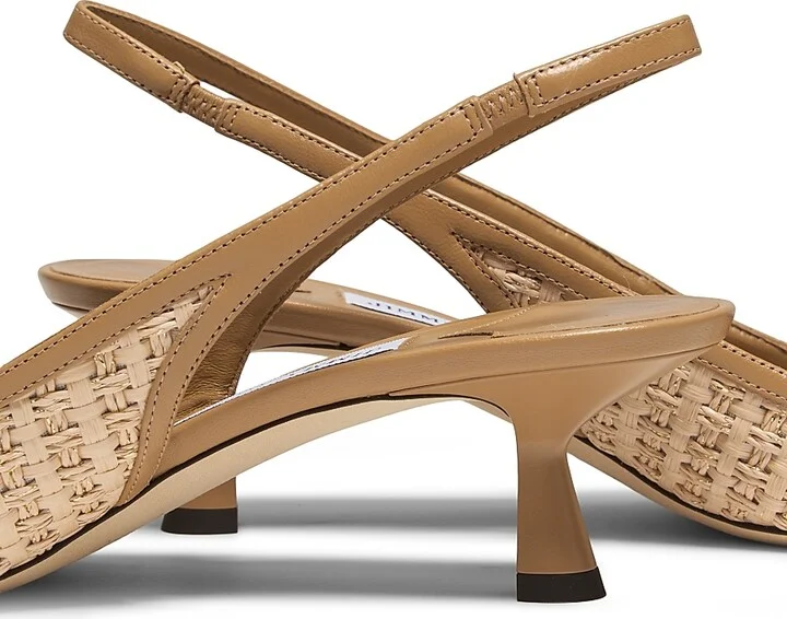 Women's Amita 45MM Raffia & Leather Slingback Pumps - Latte - Size 5 - Image 11