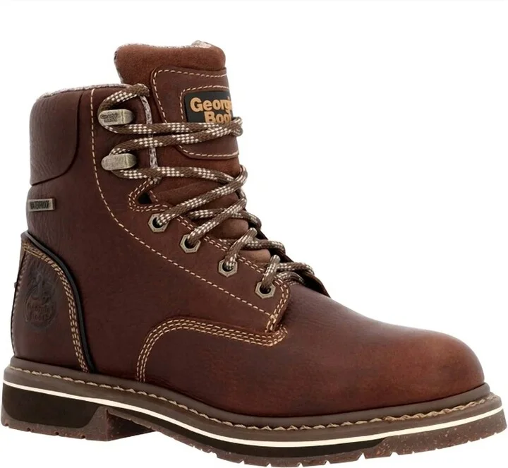 Women's Amp Lt Edge Waterproof Soft Toe Work Boot In Brown