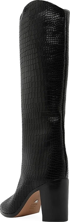 Women's Analeah 85MM Croc-Embossed Leather Boots - Black Maryana - Size 5 - Image 3